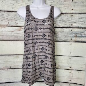 Maurices Women’s Gray Black Tribal Print Racerback Tank Top Size 0